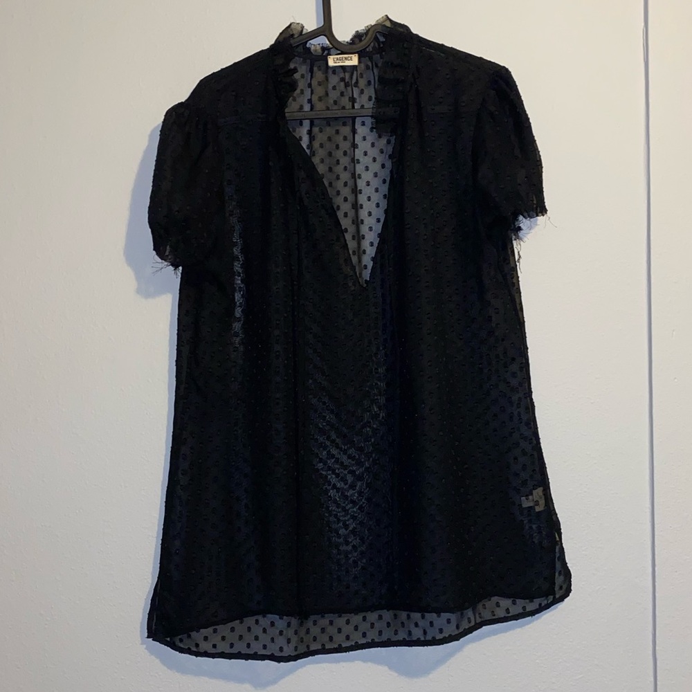 L’agence black sheet cap sleeve blouse